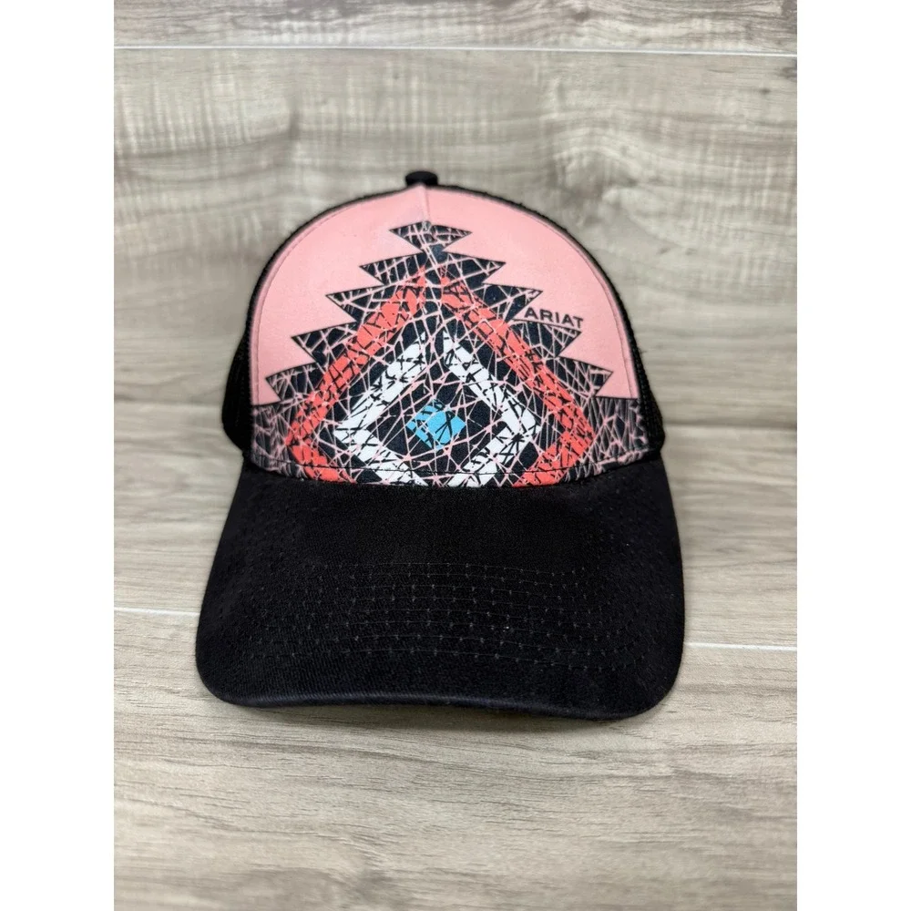 Ariat Trucker Hat Women OSFM Pink Aztec Geometric Mesh Back Adjustable Cap